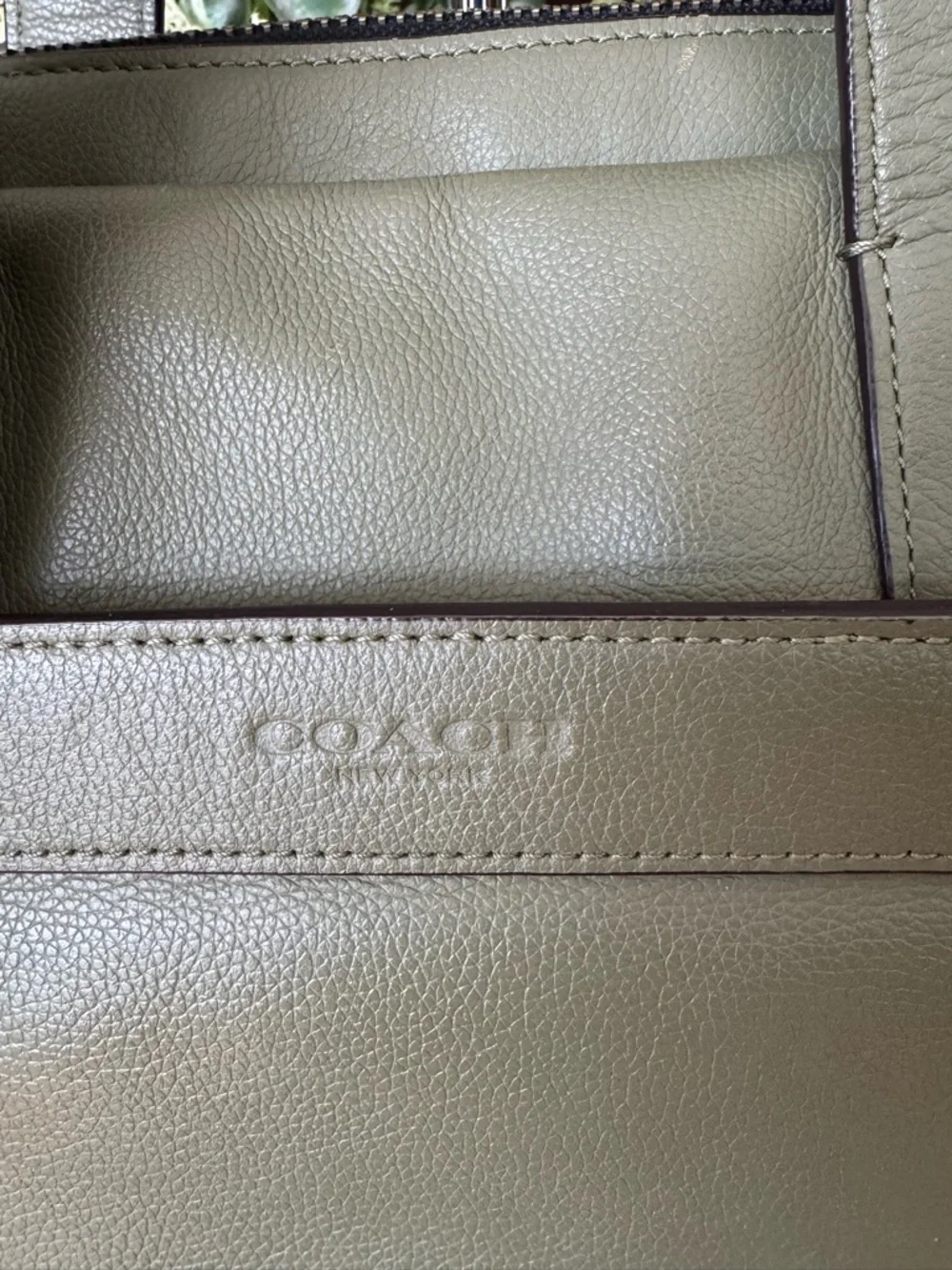 Coach Olive Green Leather Laptop Bag with Black Strap - Picture 7 of 14